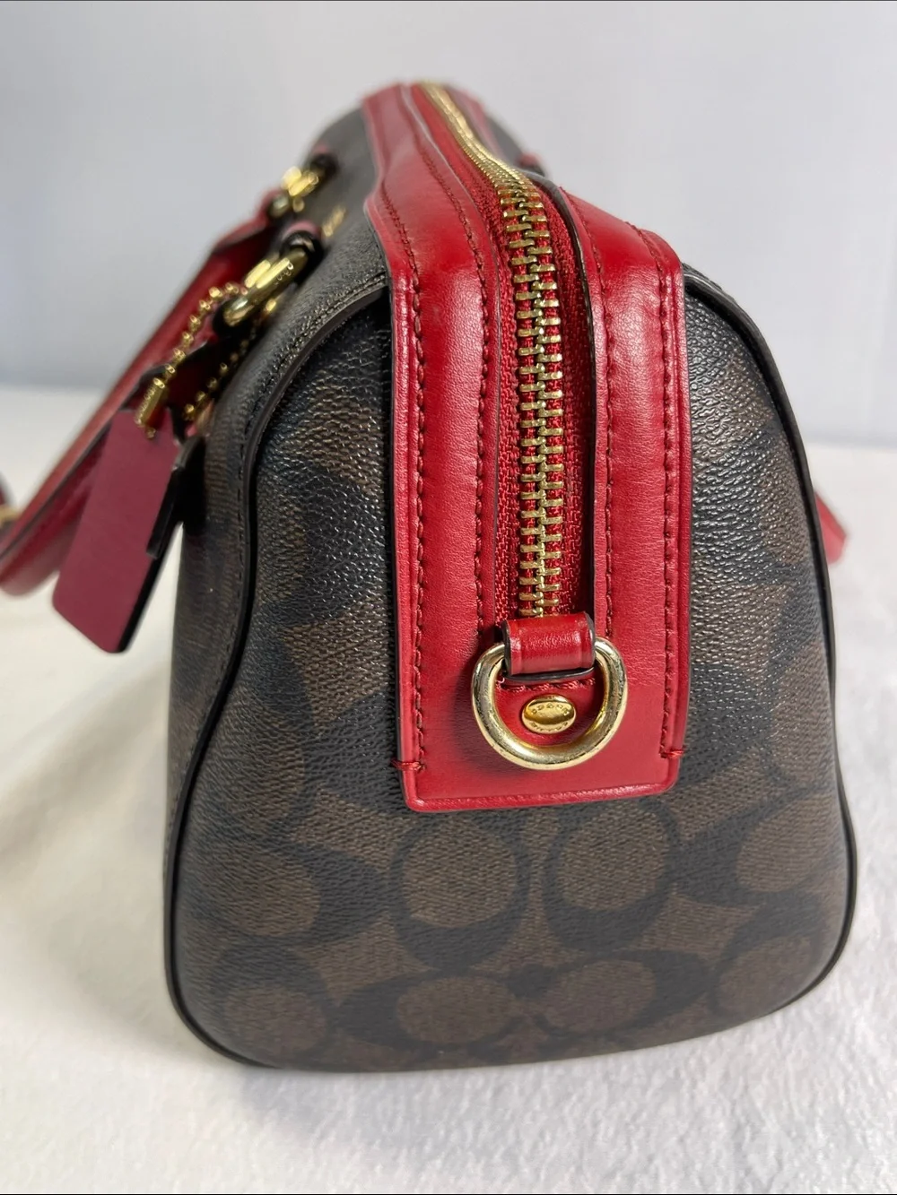 Coach F2157-83607 Rowan Satchel Signature Canvas Red Leather Crossbody